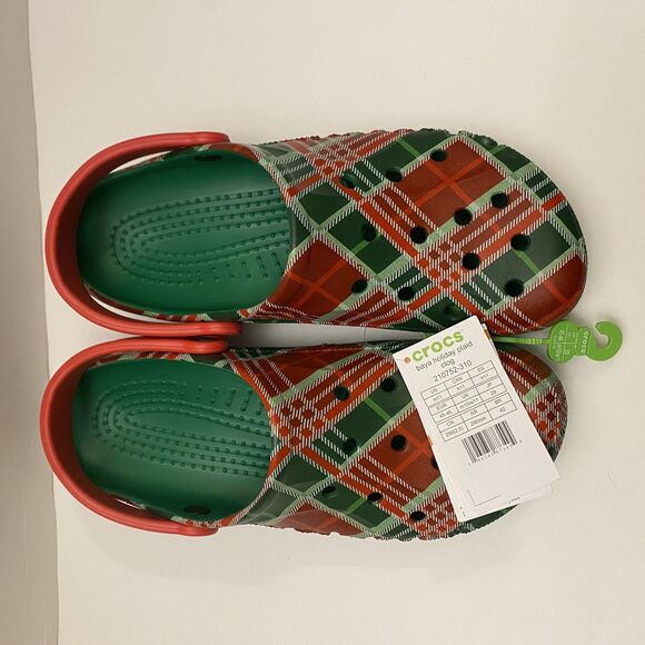 Crocs Baya Holiday Plaid Clogs Size 11 Men Christmas Red Green Comfort Sandals main image 7
